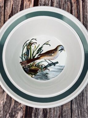 Portmeirion Bearded Reedling Birds of Britain Cereal Bowl Vintage 6 1/2” 1978
